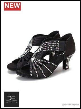 Women's Rhinestones Ballroom Dance Shoes Latin Salsa Practice Wedding 2.5in